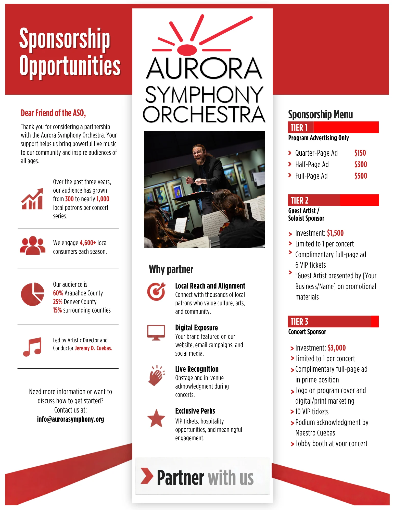 Community Orchestra Sponsorship Opportunities available in Aurora, Colorado